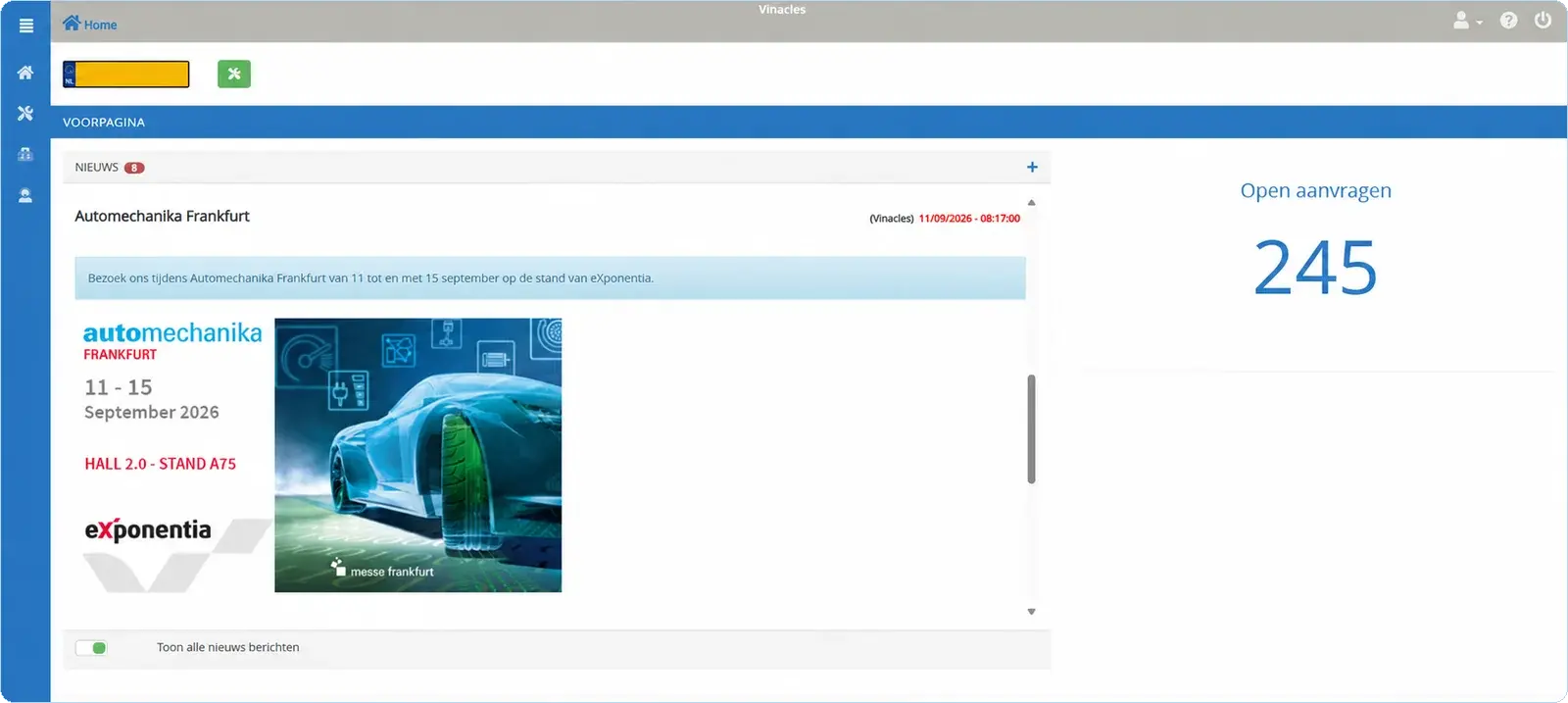 2Quote dashboard met openstaande aanvragen
